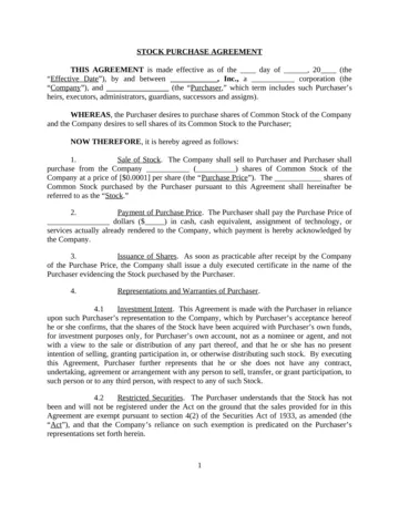 Common Stock Purchase Agreement with vesting
