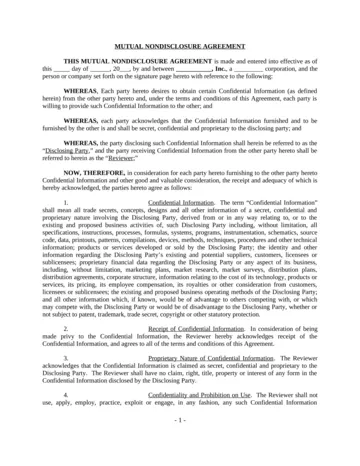 Mutual Non-Disclosure Agreement